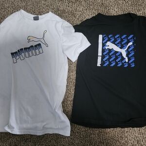 Puma White and Black Short Sleeve Tees